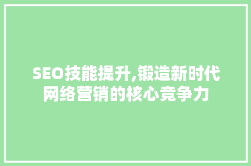 SEO技能提升,锻造新时代网络营销的核心竞争力
