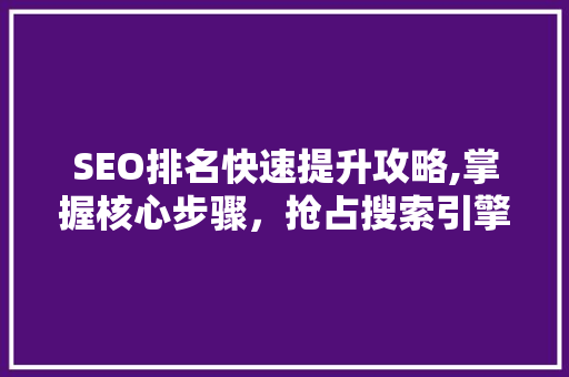 SEO排名快速提升攻略,掌握核心步骤，抢占搜索引擎排名制高点