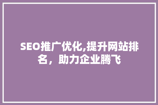 SEO推广优化,提升网站排名，助力企业腾飞