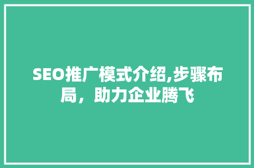 SEO推广模式介绍,步骤布局，助力企业腾飞