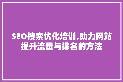 SEO搜索优化培训,助力网站提升流量与排名的方法  第1张