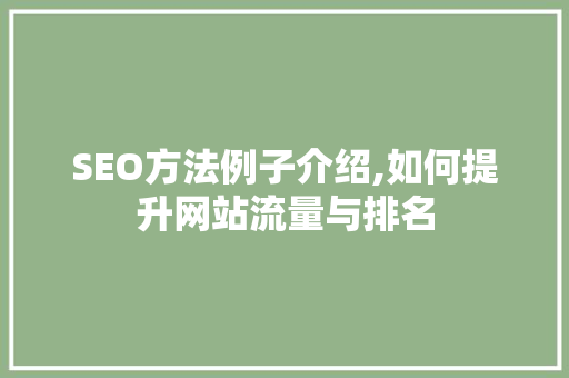 SEO方法例子介绍,如何提升网站流量与排名