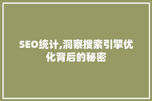 SEO统计,洞察搜索引擎优化背后的秘密