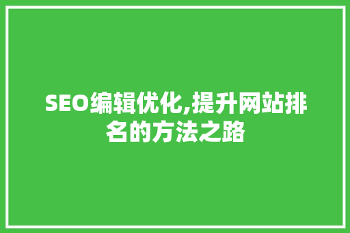 SEO编辑优化,提升网站排名的方法之路