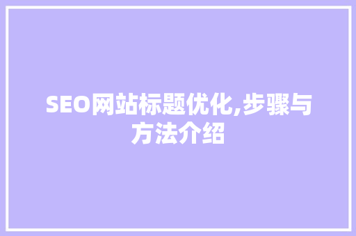 SEO网站标题优化,步骤与方法介绍