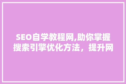 SEO自学教程网,助你掌握搜索引擎优化方法，提升网站排名