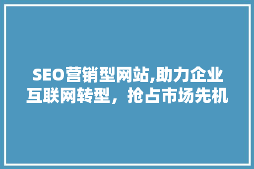 SEO营销型网站,助力企业互联网转型，抢占市场先机