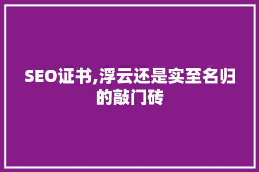 SEO证书,浮云还是实至名归的敲门砖