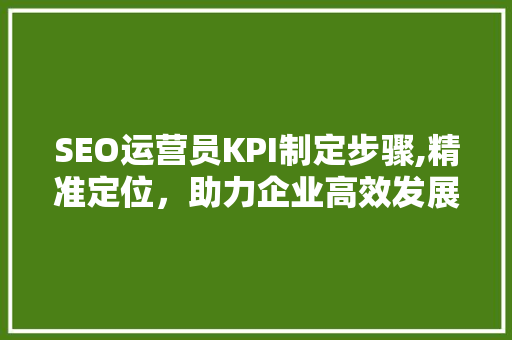 SEO运营员KPI制定步骤,精准定位，助力企业高效发展