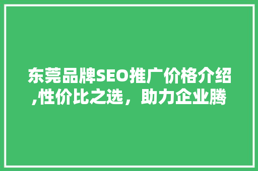 东莞品牌SEO推广价格介绍,性价比之选，助力企业腾飞