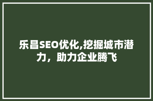 乐昌SEO优化,挖掘城市潜力，助力企业腾飞
