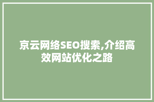京云网络SEO搜索,介绍高效网站优化之路