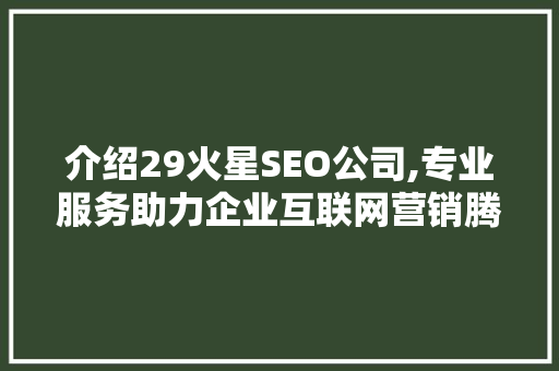 介绍29火星SEO公司,专业服务助力企业互联网营销腾飞  第1张