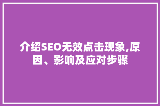 介绍SEO无效点击现象,原因、影响及应对步骤