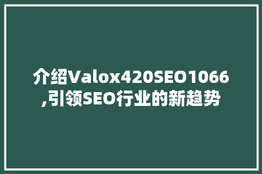 介绍Valox420SEO1066,引领SEO行业的新趋势