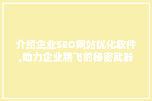 介绍企业SEO网站优化软件,助力企业腾飞的秘密武器