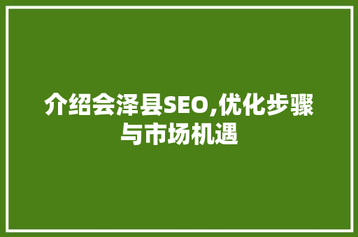 介绍会泽县SEO,优化步骤与市场机遇