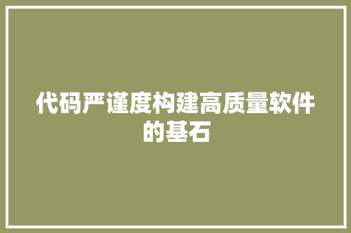 代码严谨度构建高质量软件的基石