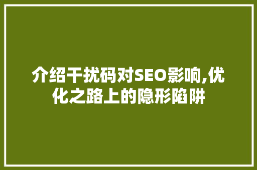 介绍干扰码对SEO影响,优化之路上的隐形陷阱