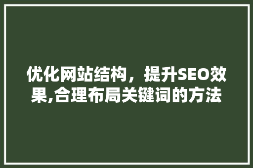 优化网站结构，提升SEO效果,合理布局关键词的方法