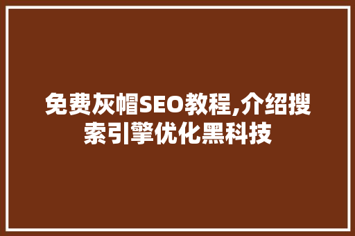免费灰帽SEO教程,介绍搜索引擎优化黑科技