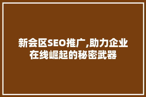 新会区SEO推广,助力企业在线崛起的秘密武器