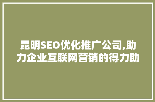 昆明SEO优化推广公司,助力企业互联网营销的得力助手