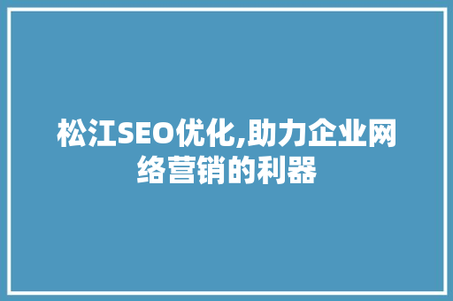 松江SEO优化,助力企业网络营销的利器