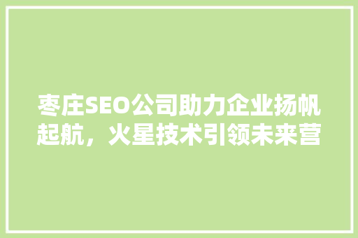 枣庄SEO公司助力企业扬帆起航，火星技术引领未来营销潮流