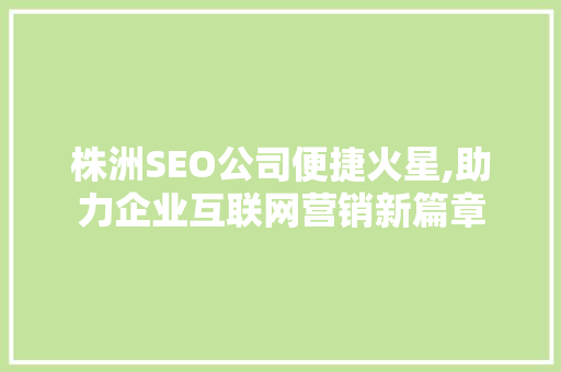 株洲SEO公司便捷火星,助力企业互联网营销新篇章