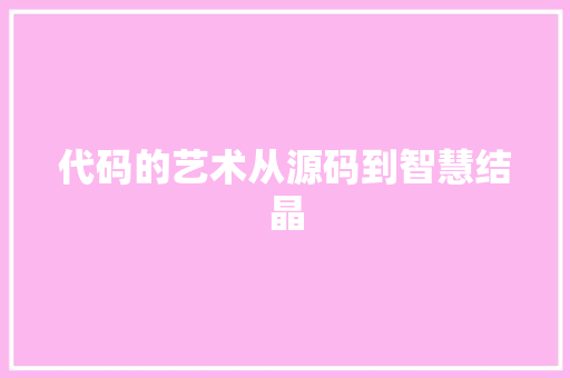 代码的艺术从源码到智慧结晶