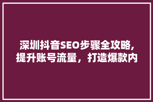 深圳抖音SEO步骤全攻略,提升账号流量，打造爆款内容  第1张