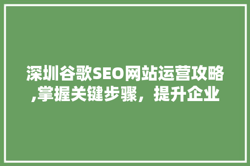 深圳谷歌SEO网站运营攻略,掌握关键步骤，提升企业品牌影响力