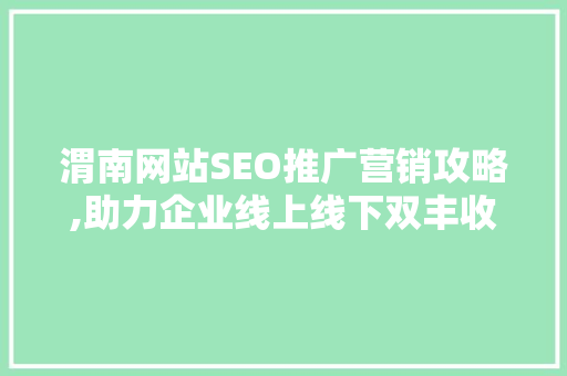 渭南网站SEO推广营销攻略,助力企业线上线下双丰收