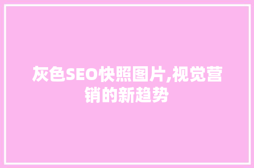 灰色SEO快照图片,视觉营销的新趋势