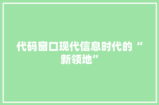 代码窗口现代信息时代的“新领地”