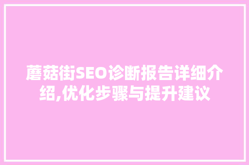 蘑菇街SEO诊断报告详细介绍,优化步骤与提升建议