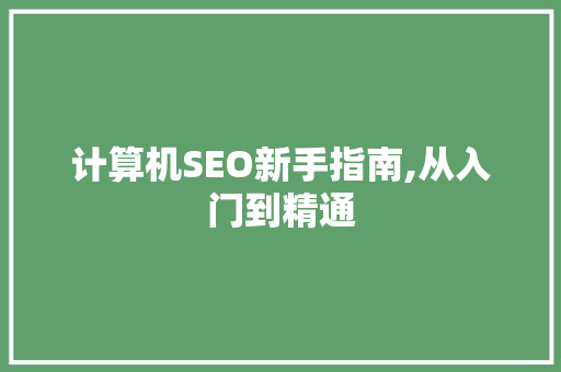 计算机SEO新手指南,从入门到精通
