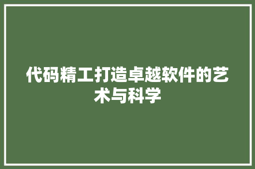 代码精工打造卓越软件的艺术与科学