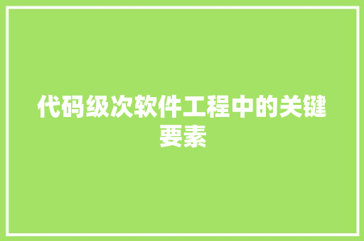 代码级次软件工程中的关键要素