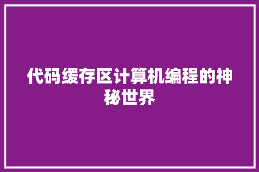 代码缓存区计算机编程的神秘世界