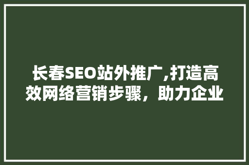 长春SEO站外推广,打造高效网络营销步骤，助力企业腾飞