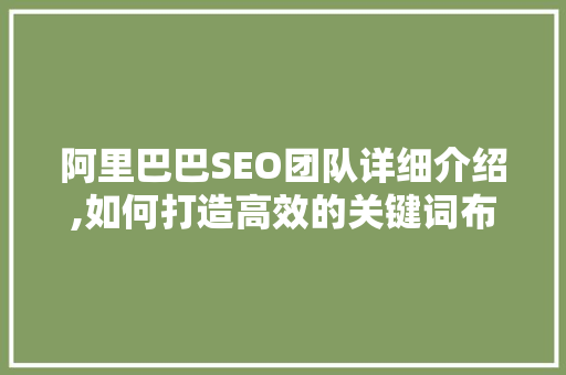 阿里巴巴SEO团队详细介绍,如何打造高效的关键词布局步骤