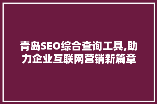 青岛SEO综合查询工具,助力企业互联网营销新篇章