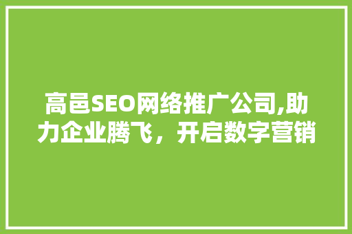 高邑SEO网络推广公司,助力企业腾飞，开启数字营销新时代