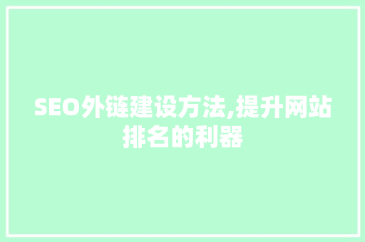 SEO外链建设方法,提升网站排名的利器
