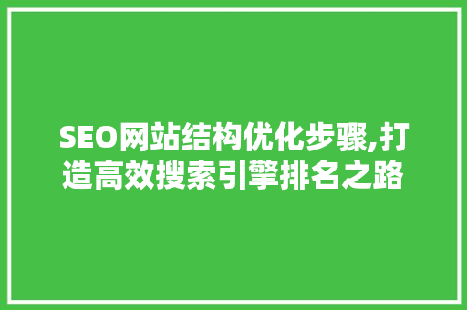 SEO网站结构优化步骤,打造高效搜索引擎排名之路