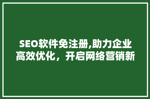 SEO软件免注册,助力企业高效优化，开启网络营销新篇章