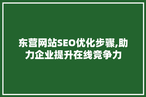东营网站SEO优化步骤,助力企业提升在线竞争力  第1张