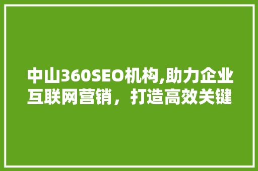 中山360SEO机构,助力企业互联网营销，打造高效关键词布局步骤  第1张
